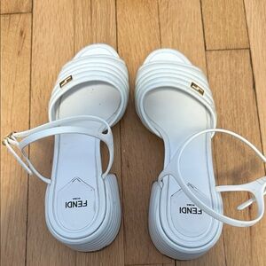 Fendi Wedge White Sandals